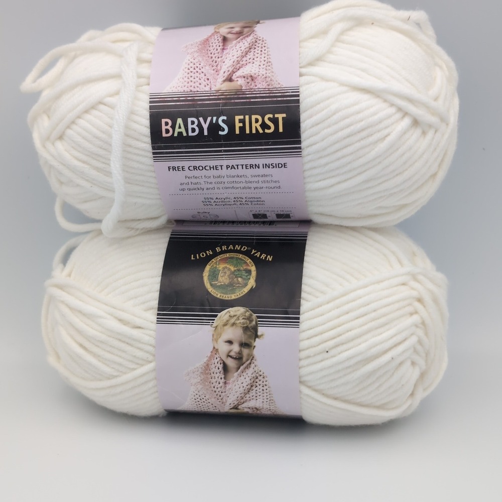 2 Lion Brand Baby's First Yarn Cotton Ball 100 Bulky Cotton Acrylic Discontinued